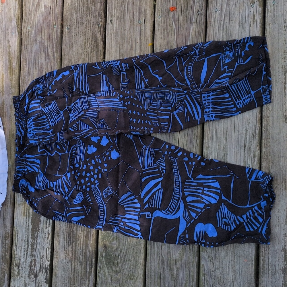 Fun Abstract Blue and Black Print Pants